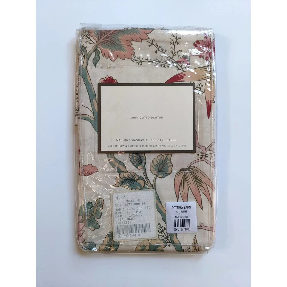 Pottery Barn Marie Floral Pillow Sham Standard Size Set of 2‎ 100% Cotton NEW